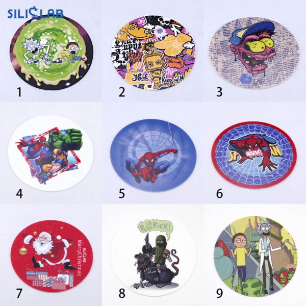 15cm Custom Patterned Printed Non Stick Silicone Dab Mat mix 1