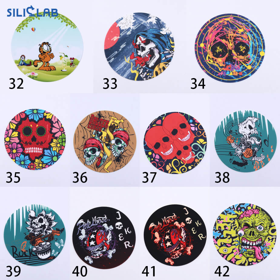 15cm Custom Patterned Printed Non Stick Silicone Dab Mat mix 4