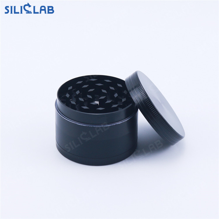 50mm 4-Part Zinc Alloy Metal Herb Grinder with Magnetic Lid black