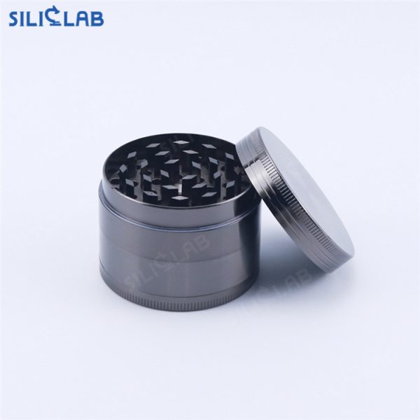 50mm 4-Part Zinc Alloy Metal Herb Grinder with Magnetic Lid grey