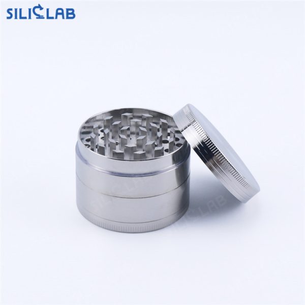 50mm 4-Part Zinc Alloy Metal Herb Grinder with Magnetic Lid silver