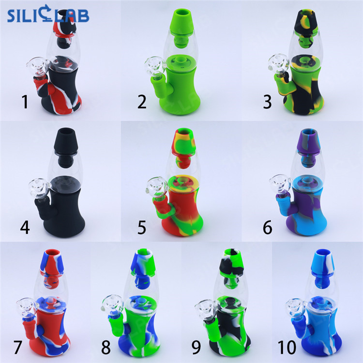 Fountain Shape Silicone Dab Rig Water Pipe with Glass Bowl mix