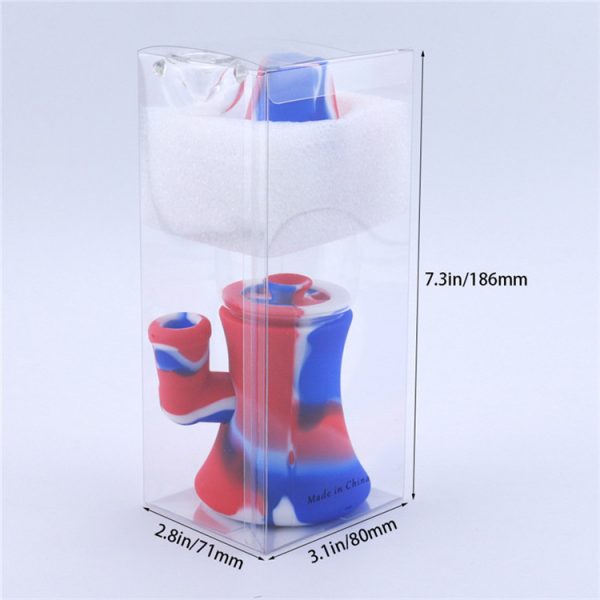 Fountain Shape Silicone Dab Rig Water Pipe with Glass Bowl packaging