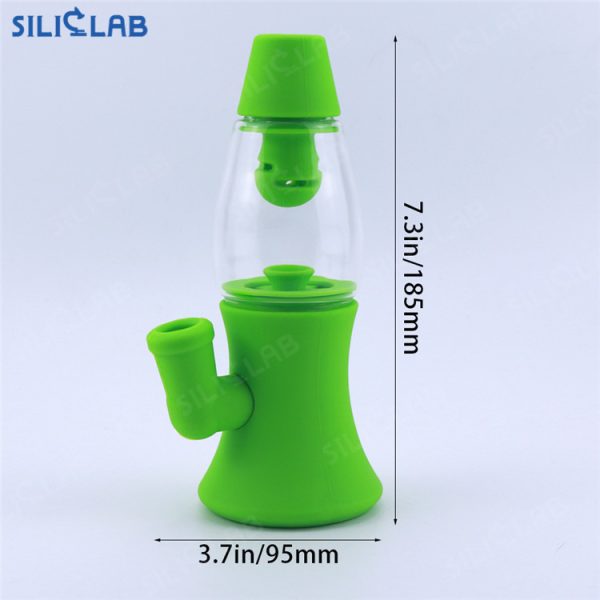 Fountain Shape Silicone Dab Rig Water Pipe with Glass Bowl size