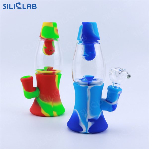 Fountain Silicone Dab Rig Water Pipe with Glass Bowl