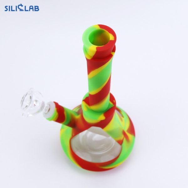 Glass Beaker Base Silicone Bong with Fixed Silicone Downstem detail
