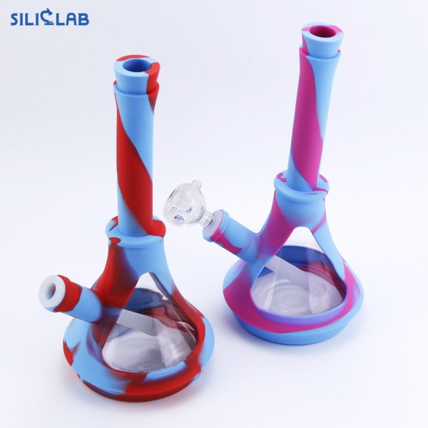 Glass Beaker Base Silicone Bong with Silicone Downstem