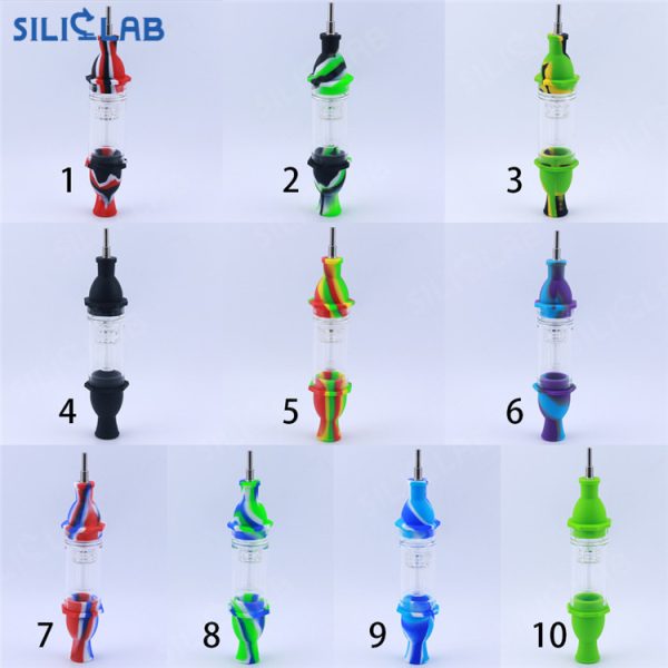 Lighthouse Glass Silicone Nectar Collector with 10mm Titanium Nail mix
