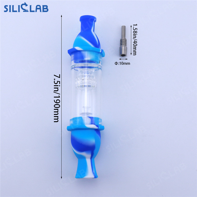 Portable Straight Glass Tube Nectar Collector with Titanium Nail