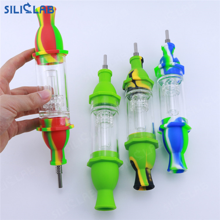 Portable Straight Glass Tube Nectar Collector with Titanium Nail