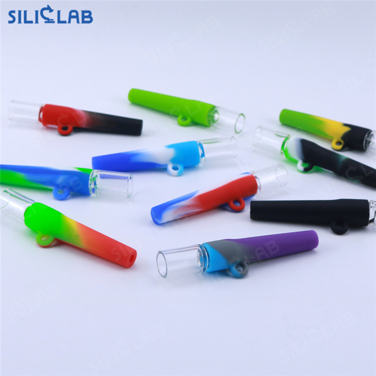 Silicone One Hitter Mini Dab Pipe with Glass Bowl