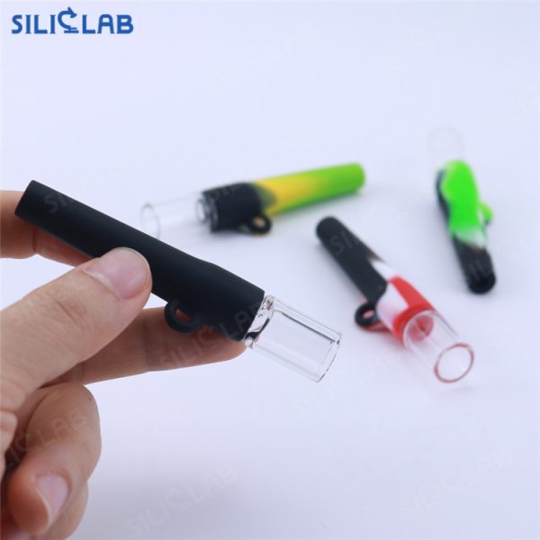 Silicone One Hitter Mini Dab Pipe with Insert Glass Bowl