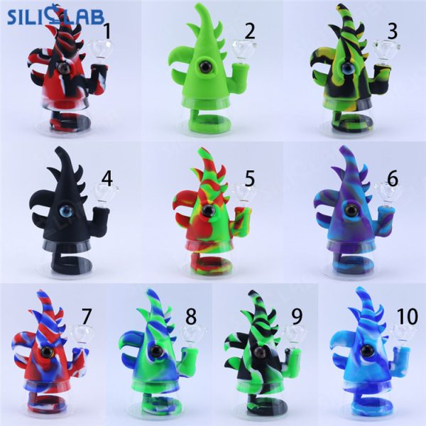 Rhinoceros Horn Shape Glass Base Silicone Dab Rig Water Pipe