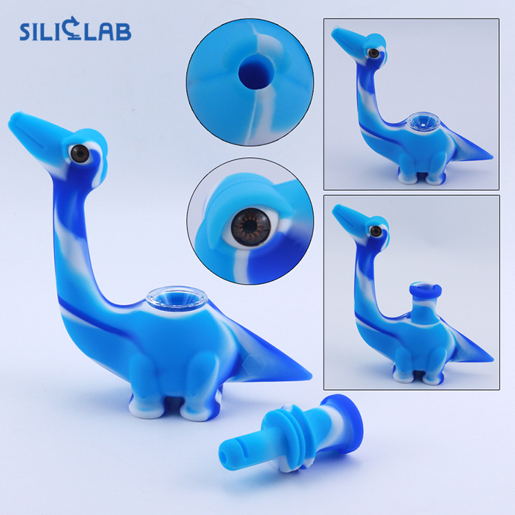 Dinosaur Pipe 5 inch Silicone Water Smoke Bubbler - Siliclab