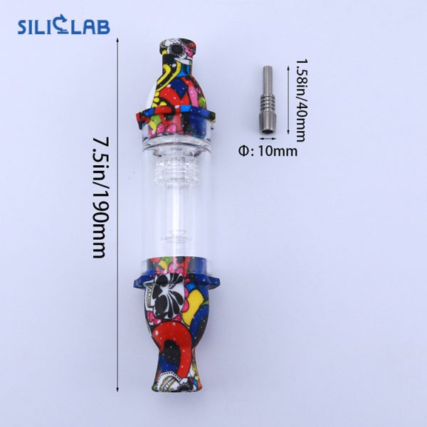 silicone glass dab straw with water filter