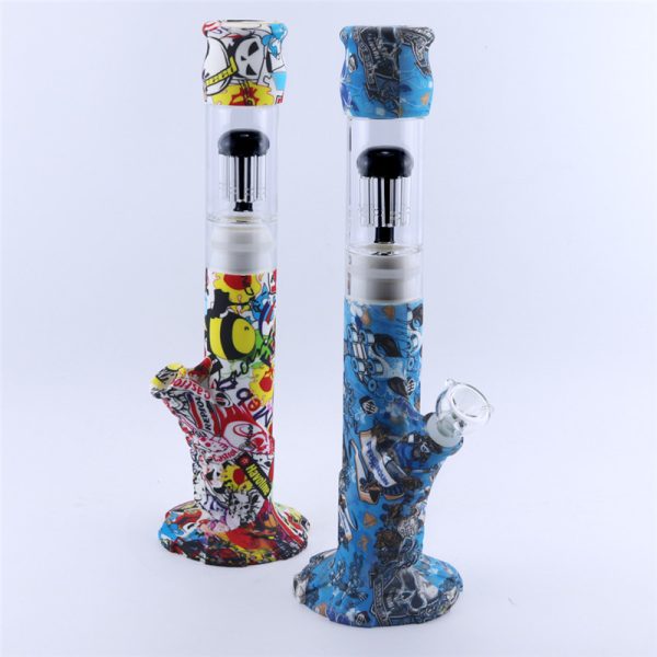 patterned silicone bong with glass filter