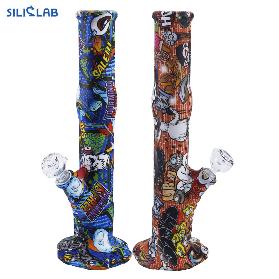 Patterned Printed Silicone Straight Bong