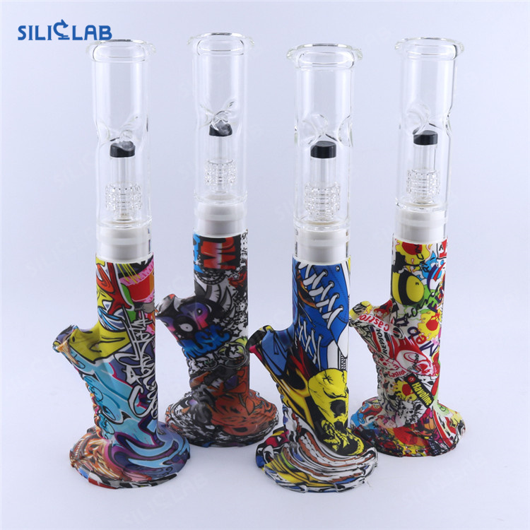 Art Print Silicone Bong Glass Percolator