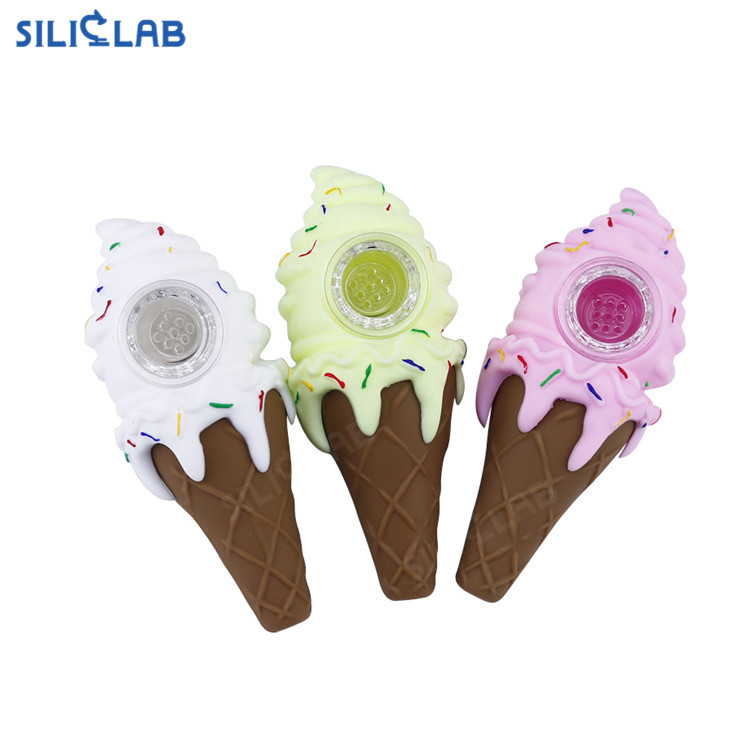 Ice Cream Cone Pipe Silicone Attractive 4.3 inch