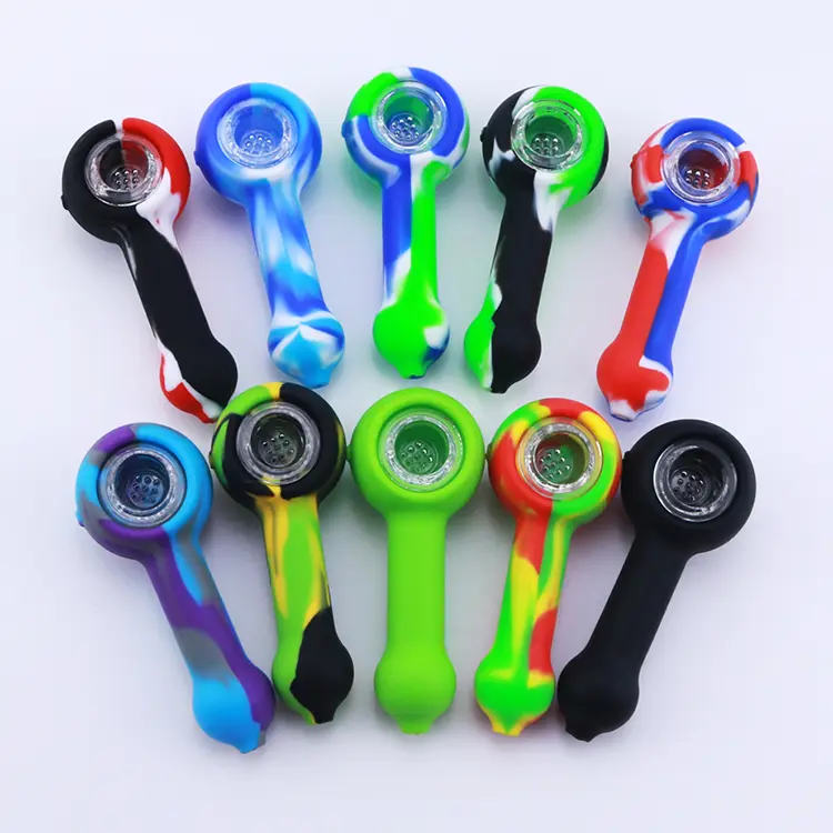 Silicone Spoon Pipe Classic w/Glass Bowl 4.3”