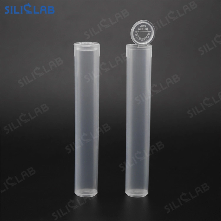 SILICLAB 90mm pre-roll tubes with flip-top lids open and closed